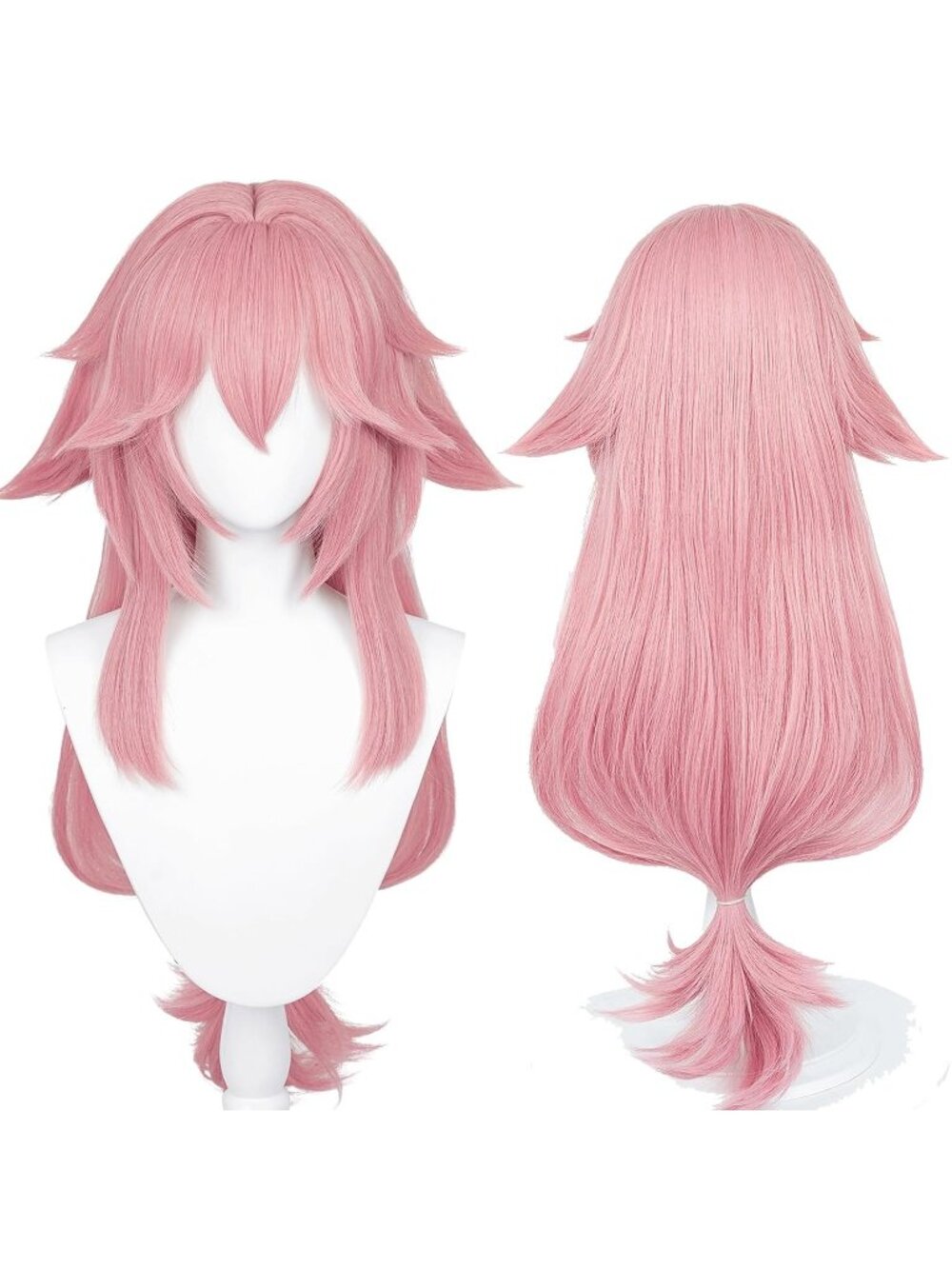 Women's Pink Yae Miku39 Inch Cosplay Platinum Blonde Wigs With Side Part Bangs